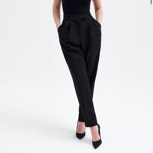 Black straight leg trousers